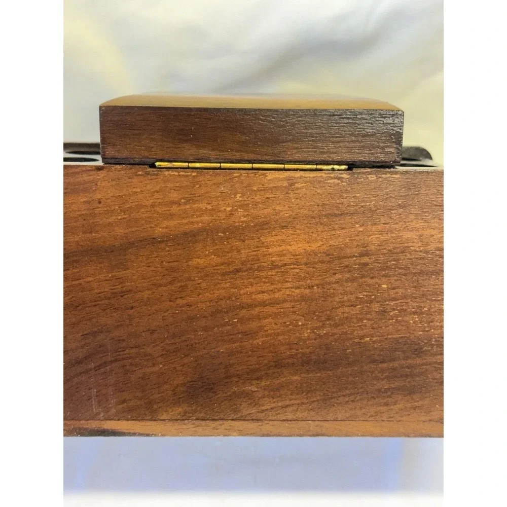 Vintage Solid Wood 6 Pipe Rack Tobacco Humidor Box Stand Mid Century Modern